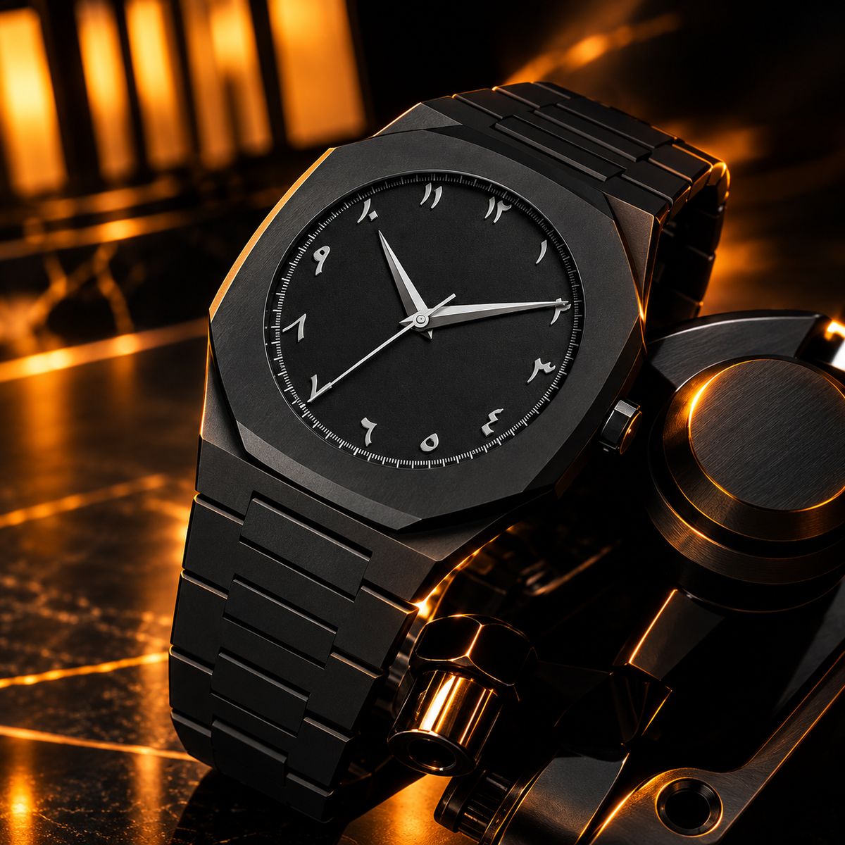 Black Stainless Steel Chain Watch for Men
