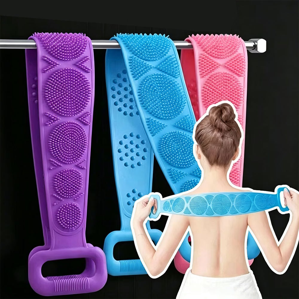 Long, Double-Sided Bath Scrubber; Stretchable Design for Reaching The Back; Painlessly Exfoliates And Removes Dead Skin While Massaging The Body; Suitable for Men And Women Year-Round; Random Color; Household Bath Accessory