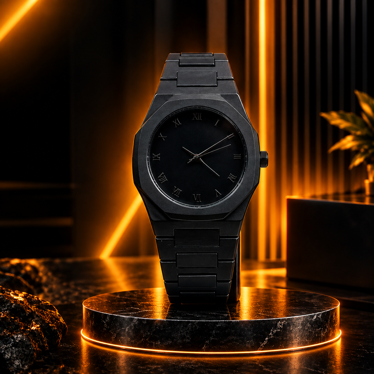 Black Stainless Steel Chain Watch for Men