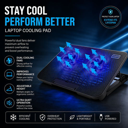 Dual Fan Laptop Cooling Pad