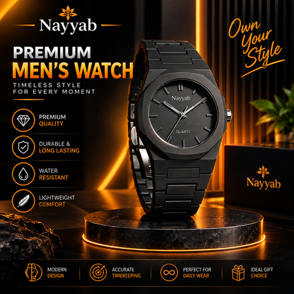 Black Stainless Steel Chain Watch for Men