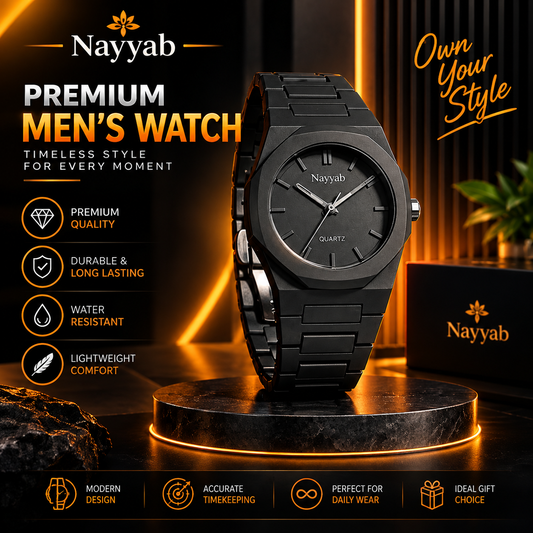 Black Stainless Steel Chain Watch for Men